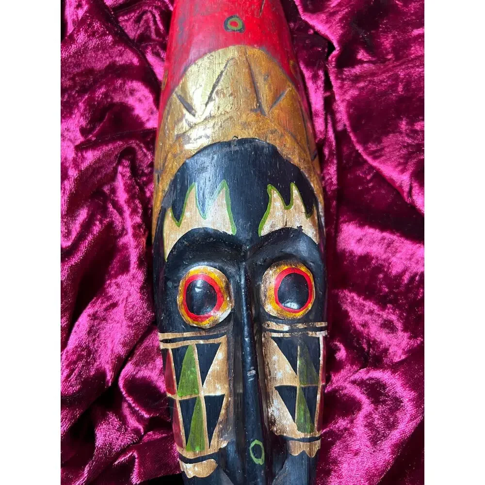 Vintage Home Decor - Decorative Wall Hanging Mask - African - 13” - Picture 10 of 12